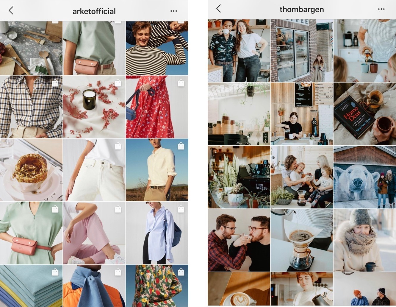 Instagram Feed Theme Example - Thom Bargen and Arket