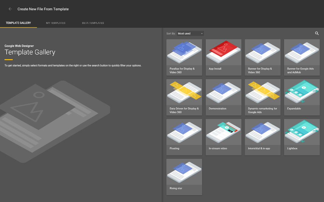Google Web Designer Template Gallery 